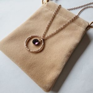 Meibai February Birthstone necklace -  stainless steel circle gold plated